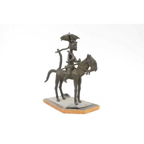 74 - African Tribal statue; horse with female warrior rider, approx H 23cm.