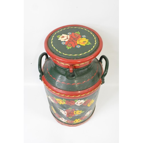 75 - Bargeware hand painted decorative items; Milk Churn size approx. 55 cms tall together with a coal sc... 