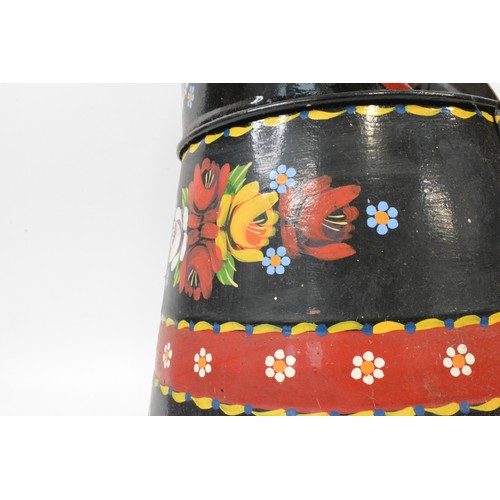 75 - Bargeware hand painted decorative items; Milk Churn size approx. 55 cms tall together with a coal sc... 