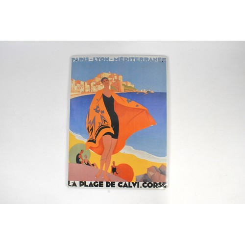 81 - art deco themed pictures, incl. tinplate  art deco beach scene