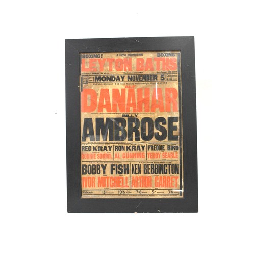 87 - Boxing Poster advertising boxing bouts between Alf Danahar and Billy Ambrose held at Leyton Baths,  ... 