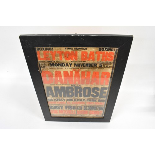 87 - Boxing Poster advertising boxing bouts between Alf Danahar and Billy Ambrose held at Leyton Baths,  ... 