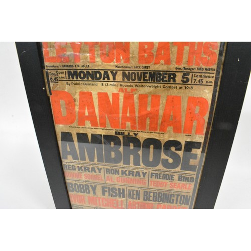 87 - Boxing Poster advertising boxing bouts between Alf Danahar and Billy Ambrose held at Leyton Baths,  ... 