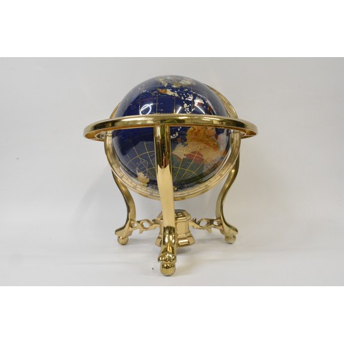 108 - Semi precious stone table top Globe, approx  max height 40cms