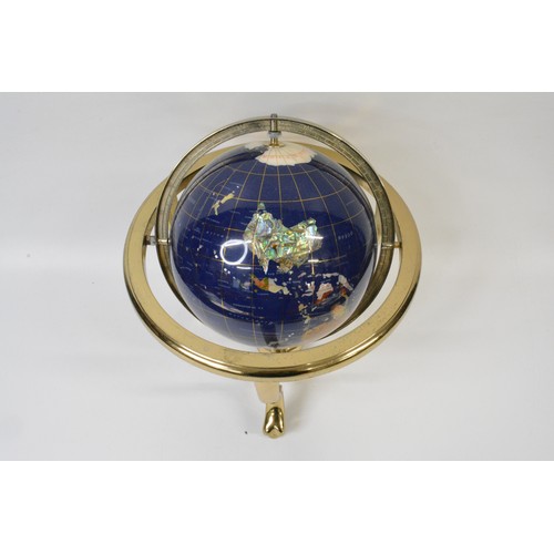 108 - Semi precious stone table top Globe, approx  max height 40cms