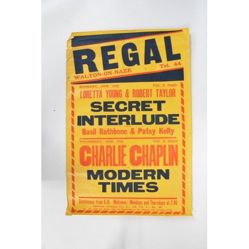 120 - 1950's Advertising poster 'Secret Interlude' featuring Charlie Chaplin is Modern Times at Regal Walt... 