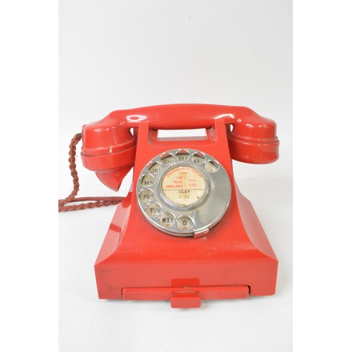 123 - GPO 332 red telephone, no to base reads L PX57/2A,  5954. Dialing Cley 3748