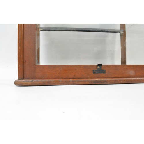 132 - Mahogony glazed display case, with lift up glazed front.  Approx H44 x L44cm. AF.