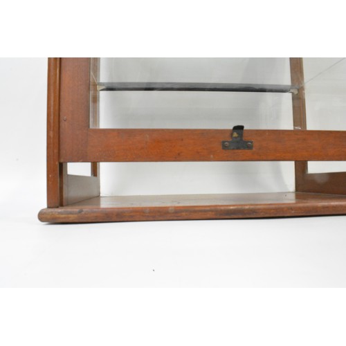 132 - Mahogony glazed display case, with lift up glazed front.  Approx H44 x L44cm. AF.