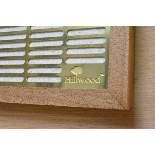 138 - Humidor cigar box, by Hillwood, burr finish with rising lid, approx L30cm