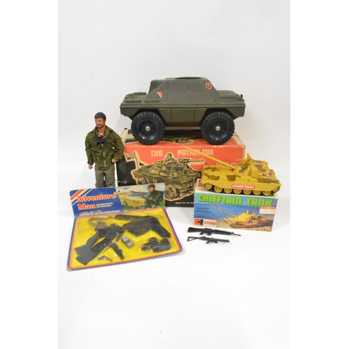 154 - 1976 Action Man/Adventure man and accessories, together with Chieftain Tank battery operated, boxed,... 