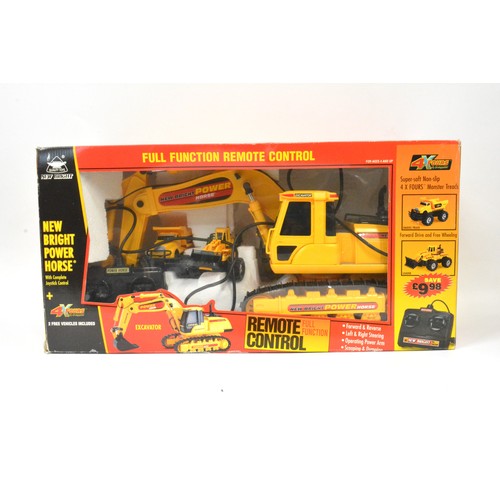 157 - Remote Control excavator and digger, JCB tractor, by New Bright, boxed