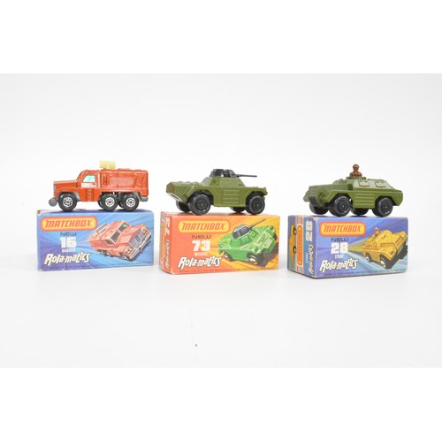 168 - Matchbox Commando Task Force vehicle, 1975 LESNEY product, no figures, together with 3 x boxed Rolam... 