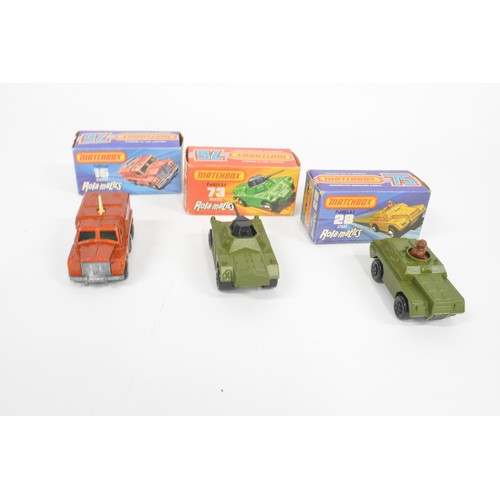 168 - Matchbox Commando Task Force vehicle, 1975 LESNEY product, no figures, together with 3 x boxed Rolam... 