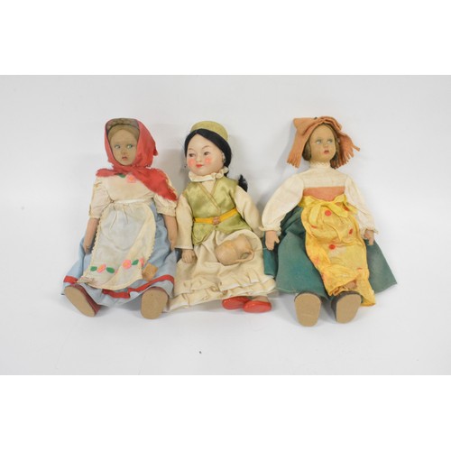 177 - 2 Peggy Nesbit dolls 1 in Tudor dress, plus a  collection of dolls from different countries across t... 