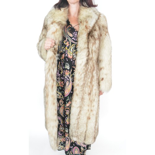 184 - Full length silver fox fur coat 120cm