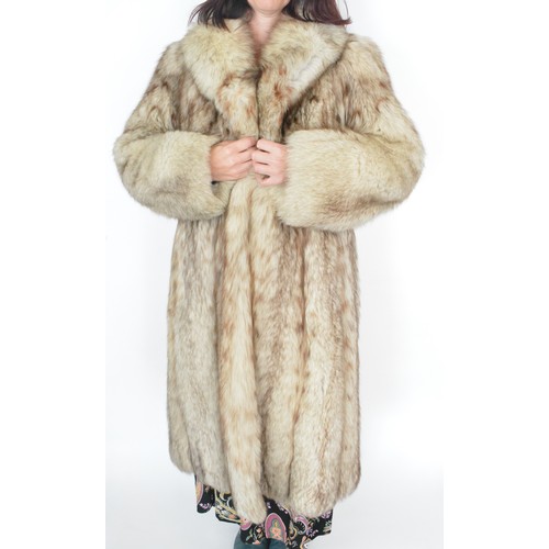 184 - Full length silver fox fur coat 120cm