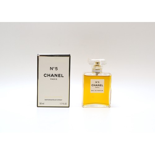 189 - Chanel No5 eau de parfum, 50ml, together with jewelled bag and bling belt