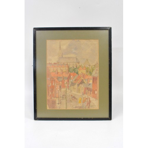 192 - Original watercolour of Stanwell Street in Colchester, 1928, by Nicolas Day (brother of Sir Robin Da... 