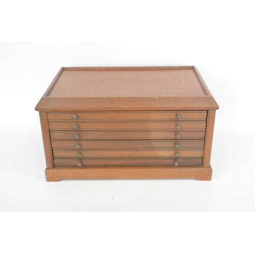 227 - 6 drawer, felt lined, coin collectors cabinet with carrying handles, size 44.5 cms x 24 cms x 29 cms