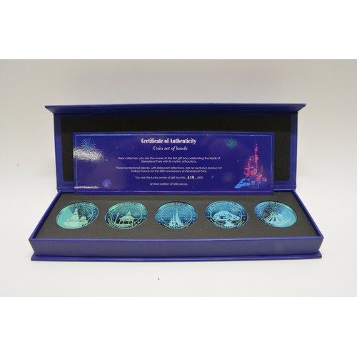 228 - Disney 30 Years of Magic limited edition coin set of lands, with certificate no 199/500.