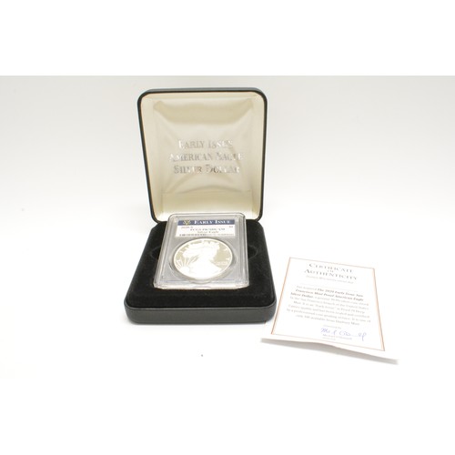 229 - 2020 Early Issue San Francisco Mint Proof American Eagle 1oz Silver Dollar, with box and certificate