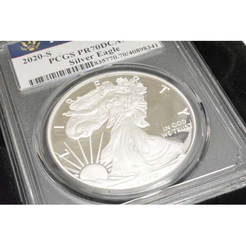 229 - 2020 Early Issue San Francisco Mint Proof American Eagle 1oz Silver Dollar, with box and certificate