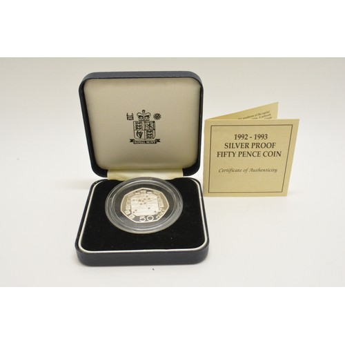 230 - 1992-1993 EEC European Presidency Single Market UK silver proof dual dated 50p in the original Royal... 