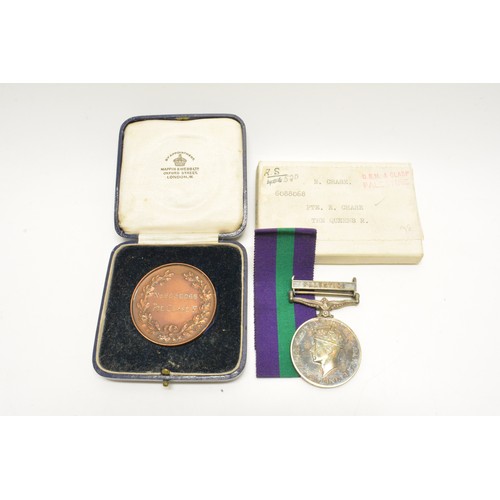 234 - Military Interest British General service Medal George VI, with PALESTINE Bar attributed to PTE.E.CH... 