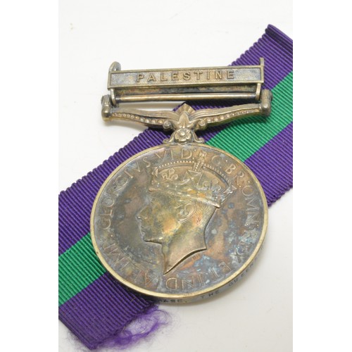 234 - Military Interest British General service Medal George VI, with PALESTINE Bar attributed to PTE.E.CH... 