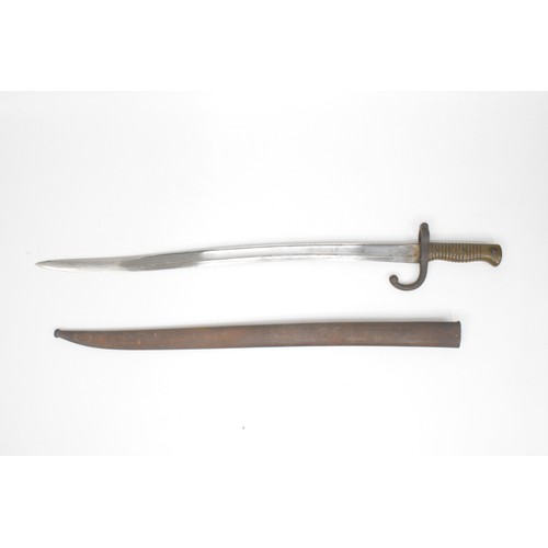 244 - Victorian chassepot bayonet with yataghan blade measuring 22.5