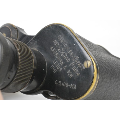 246 - Mixed military related items consisting Cased WW2 military binoculars  by Akershaw & Son No.81267, t... 