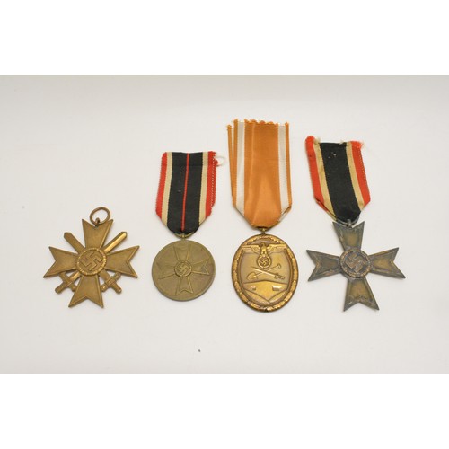 247 - German Military Interest - x4 medals some with ribbons (West Wall Defence, War Merits) AF