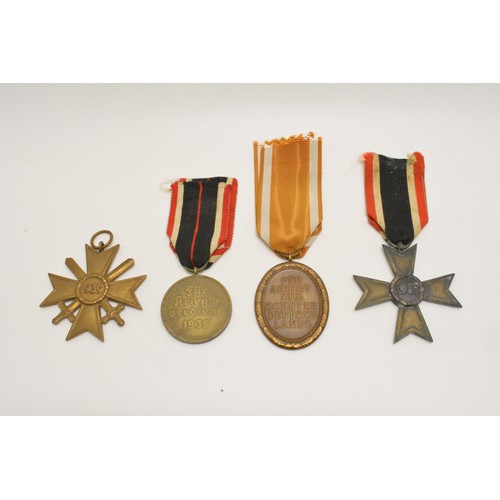 247 - German Military Interest - x4 medals some with ribbons (West Wall Defence, War Merits) AF