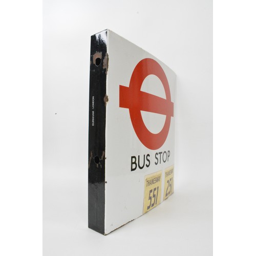 257 - Vintage double sided enamelled London Transport Bus stop sign, showing Thamesway bus route 251 and 5... 