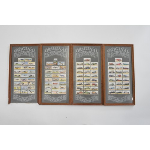 259 - x4 framed Players cigarette ards including aircraft and motoring themes.  One frame AF.