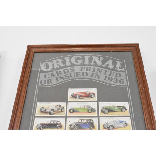 259 - x4 framed Players cigarette ards including aircraft and motoring themes.  One frame AF.