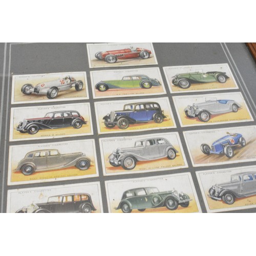 259 - x4 framed Players cigarette ards including aircraft and motoring themes.  One frame AF.