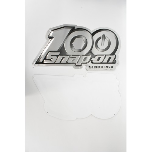 266 - x2 'Snap On Tools' branded aluminium signs celebrating 100 years, approx L24