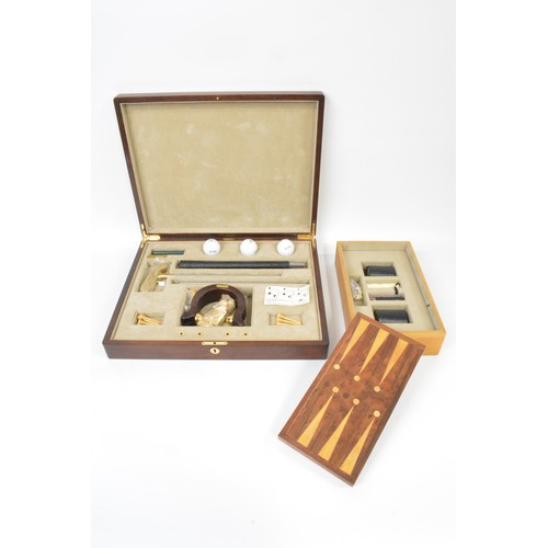 270 - Cased Hillwood Backgammon and Hillwood portable Executive golf putter set