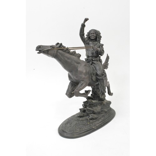 272 - Bronzed style resin statues to include native indian style, by Heredities, (x3 items)