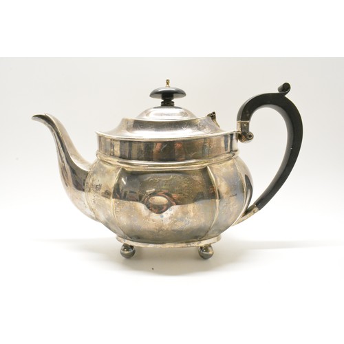 286 - Adie Brothers three piece silverware teaset consisting of a teapot dated 1928-9, milk jug, twin hand... 