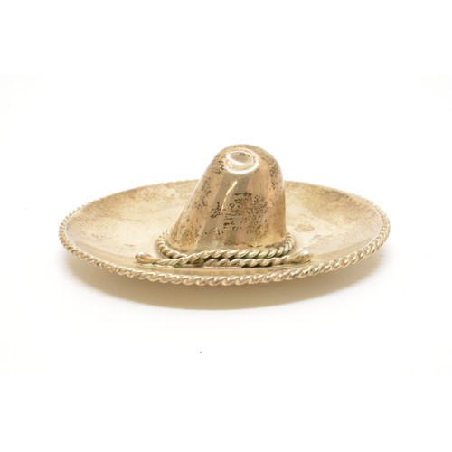 288 - Vintage 1972 silver bottle coaster by A T Cannon Ltd, together with miniature silver Sombrero hat, g... 