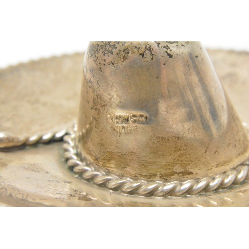 288 - Vintage 1972 silver bottle coaster by A T Cannon Ltd, together with miniature silver Sombrero hat, g... 