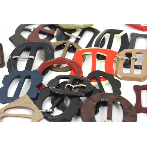 297 - Collection of retro and deco style buckles in excess of  65, plus a selection of vintage costume jew... 