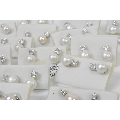 299 - Liquidated jewellery stock consisting of brand new silver and pearl necklaces and earrings, all stam... 