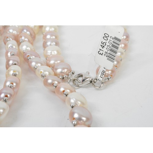 299 - Liquidated jewellery stock consisting of brand new silver and pearl necklaces and earrings, all stam... 