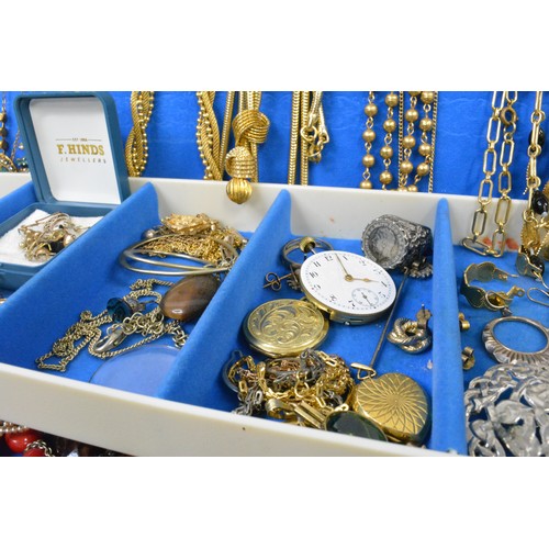 301 - Vintage jewellery box containing a mixture of necklaces, earrings, pendants etc, some are marked sil... 