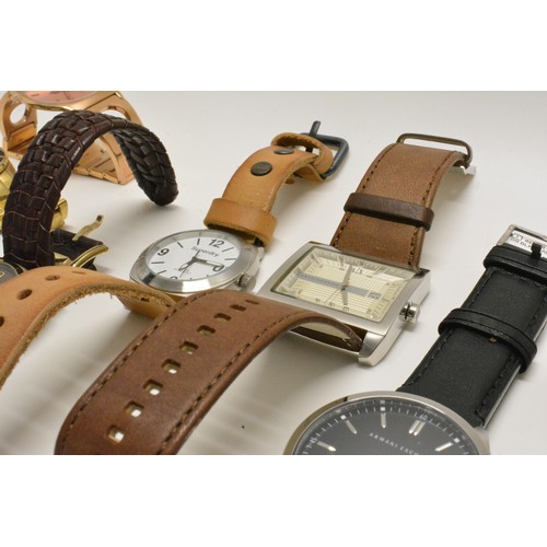 309 - Group of liquidated stock of wristwatches to include; Armani Exchange, ToyWatch, Fossil and  Superdr... 