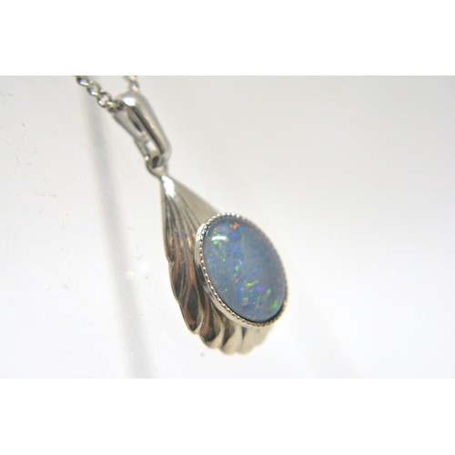 316 - Australian opal pendant and chain with original box together with crystal glass faceted  necklace wi... 